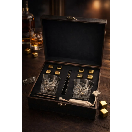 Подарочный набор для виски Moltis: 2 бокала Rocks + 8 охлаждающих кубиков (MR-1017)