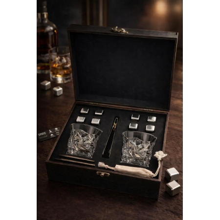 Подарочный набор для виски Moltis: 2 бокала Rocks + 8 охлаждающих кубиков (MR-1018)