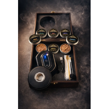 Електричний смокер для віскі Moltis — подарунковий набір для копчення віскі та коктейлів у дерев’яній коробці