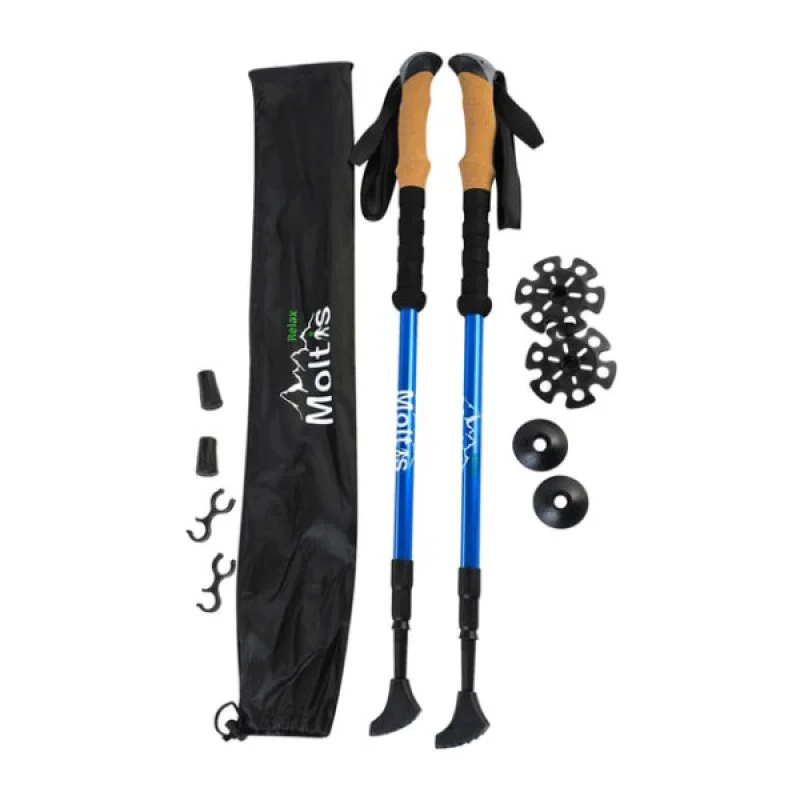 Трекінгові палиці Moltis Relax 140 Antishock сині: для скандинавської ходьби, з амортизацією 10026