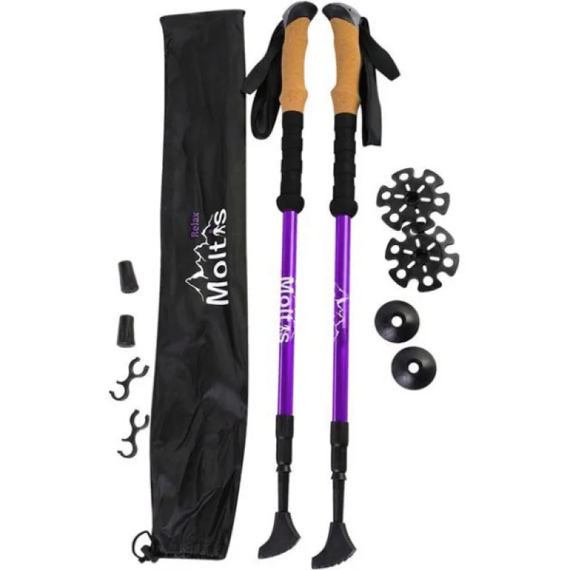 Трекінгові палиці Moltis Relax 140 Antishock фіолетові: для скандинавської ходьби, з амортизацією 10027