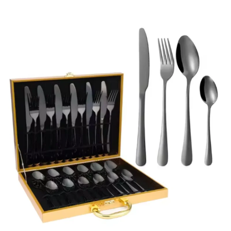 Набір столових приборів Moltis 24 предмети, Чорний, у подарунковому кейсі 10137