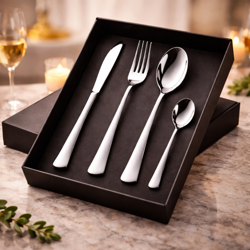 Набір столових приборів Moltis подарунковий 4 предмети, Сталь, Срібні