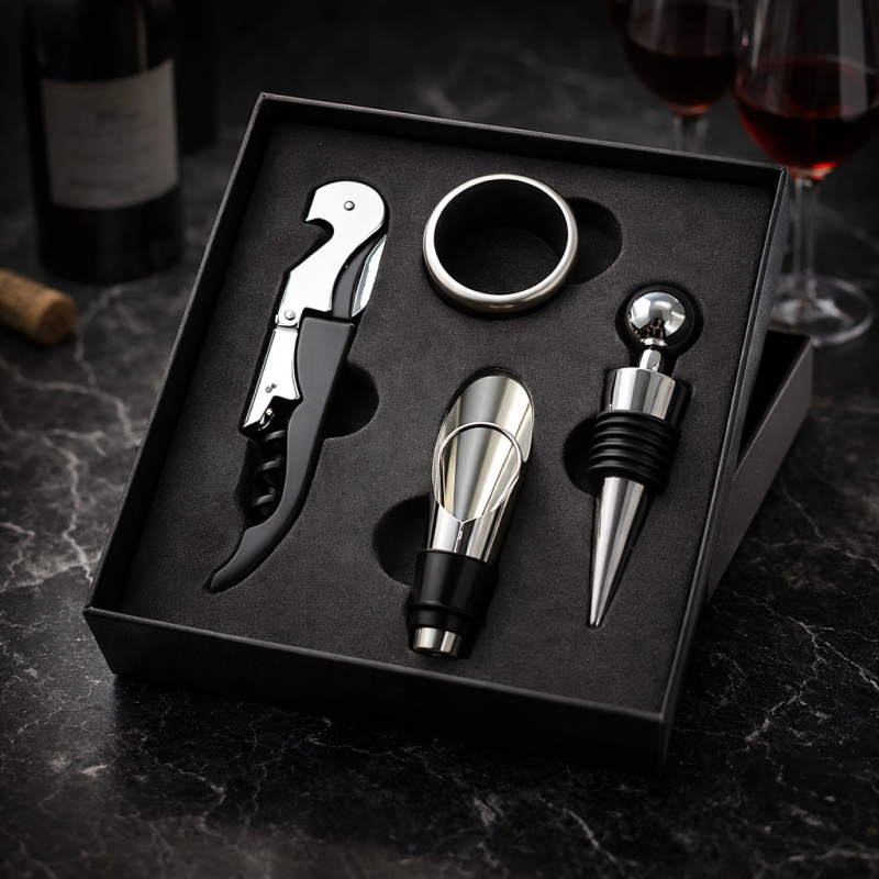 Винний набір UNI з 4 предметів, подарунковий набір для вина в подарунковому кейсі LUX 1034