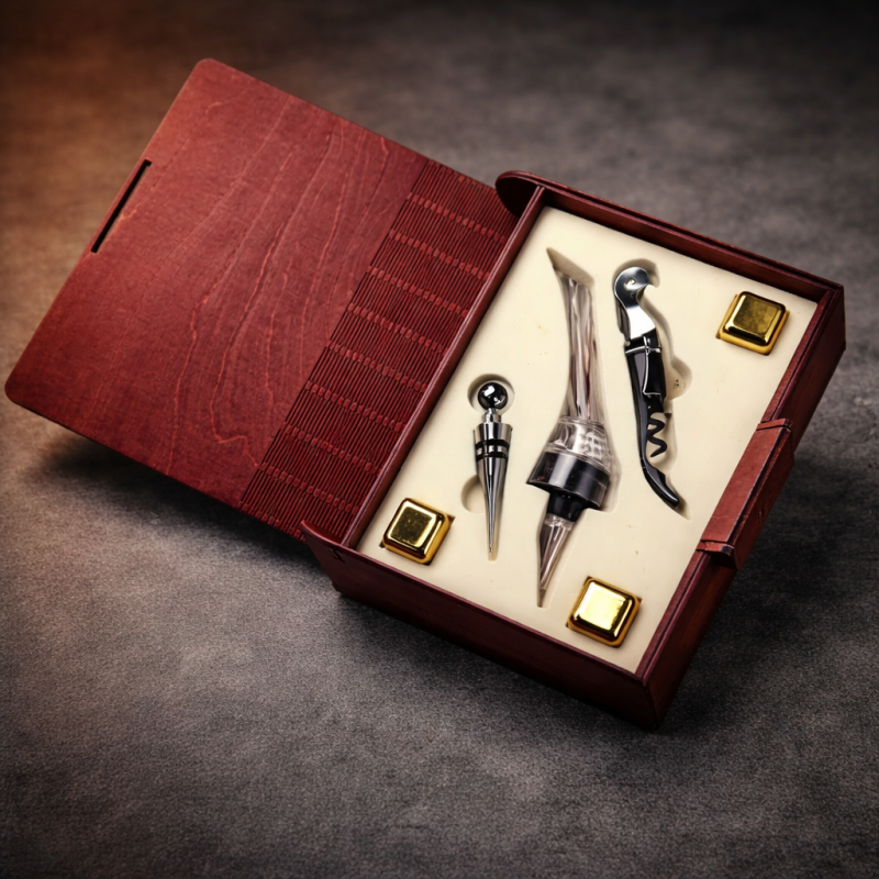 Подарунковий винний набір Moltis у дерев'яному футлярі-книзі (без гравіювання) MV-1203