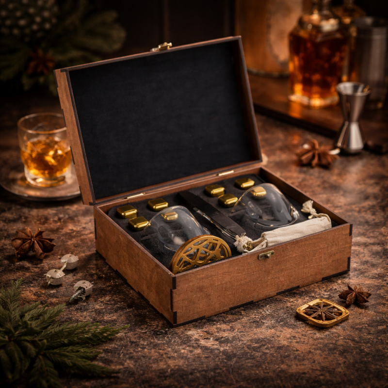 Подарункові набори Moltis Relax Whisky Stones для чоловіків, Quadro 8 шт каменів (MR-1003)
