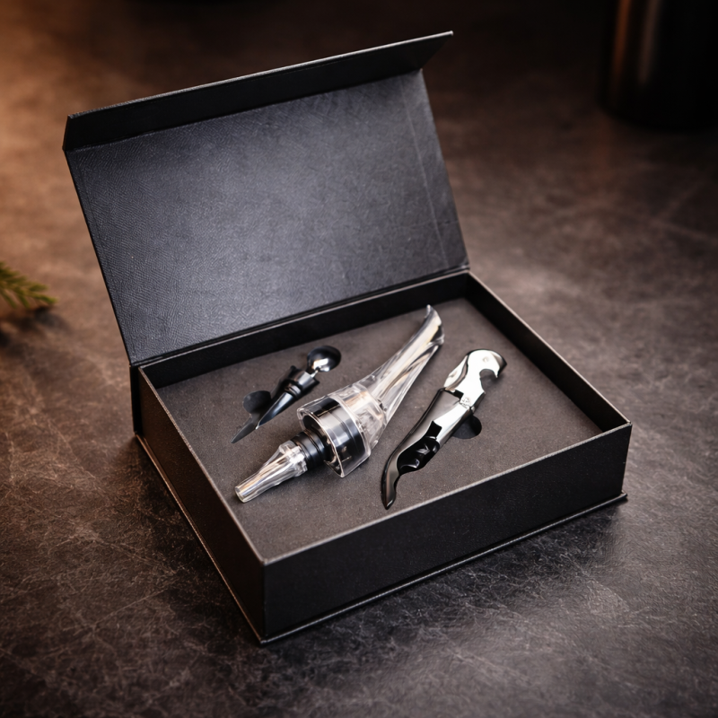 Винний набір Moltis з 3 предметів: штопор, аератор і корок для пляшок. Розкішний подарунковий футляр. Ідеально 10133