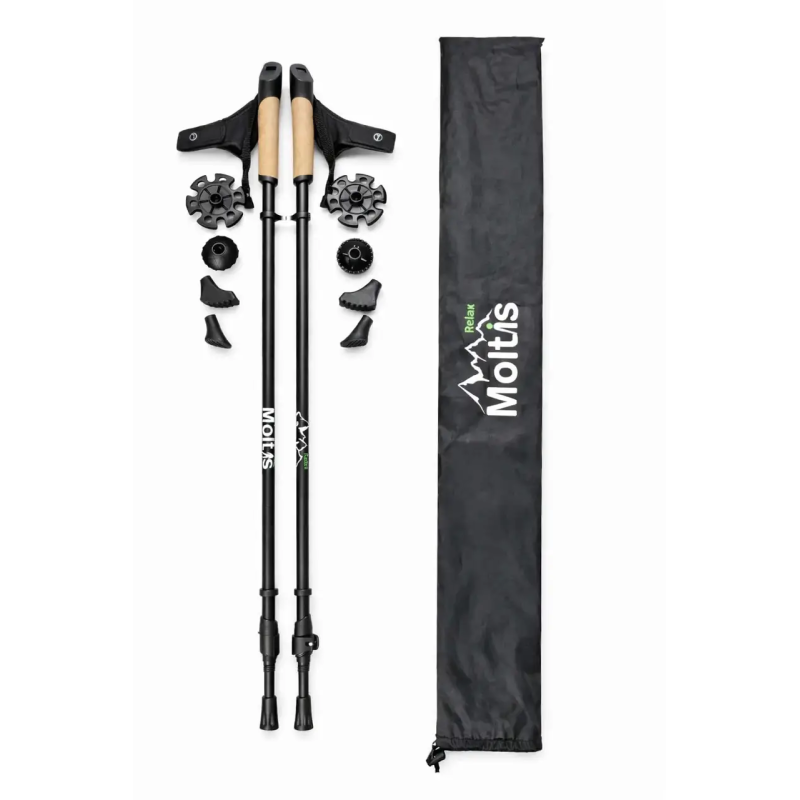 Скандинавські палиці Moltis Relax MR-455 для ходьби, телескопічні, з чохлом та змінними наконечниками