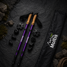 Трекінгові палиці Moltis Relax 140 Antishock фіолетові: для скандинавської ходьби, з амортизацією 10027