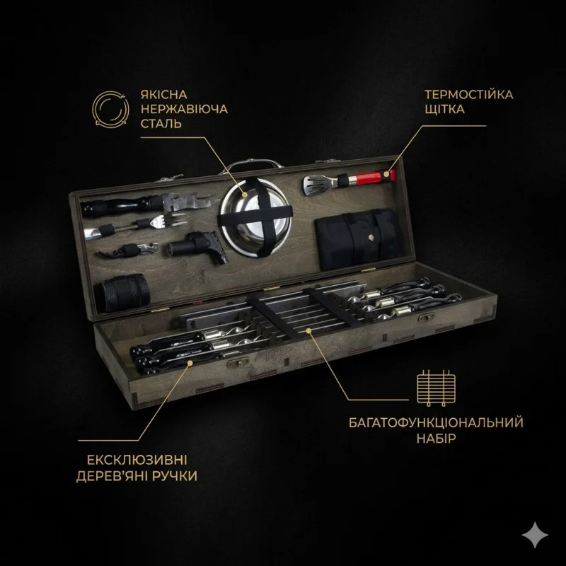 Шашличний набір для гриля та барбекю MT-10537 Темний 10107