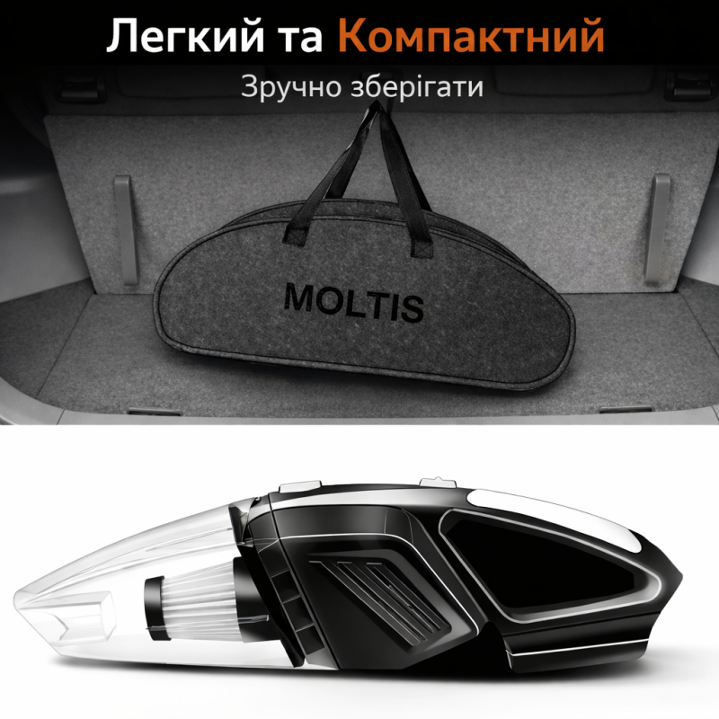 Пилосос автомобільний дротовий Moltis K8 120Вт синій, для сухого і вологого прибирання