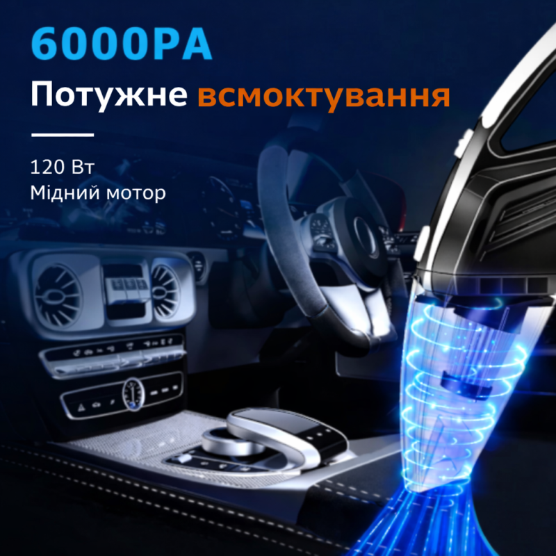 Пилосос автомобільний дротовий Moltis K8 120Вт синій, для сухого і вологого прибирання