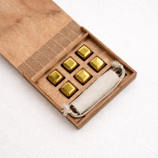 Кубики для віскі Moltis Relax Whiskey Stones Original Wood 6 шт з металу у золотом цвете (без гравировки) MBG - 10513