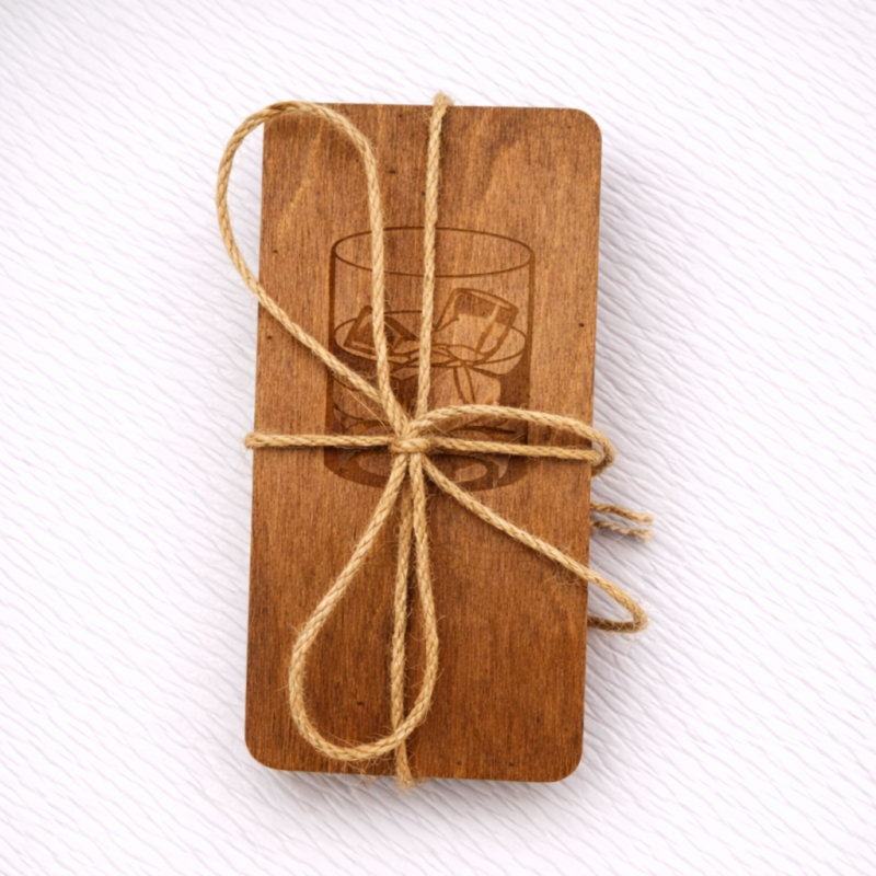 Подарунковий набір для віскі Moltis Relax – 4 золоті металеві кубики в дерев’яній коробці (WS-10702)