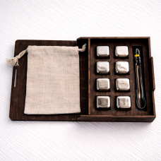 Кубики для віскі Moltis Relax Whiskey Stones Original Wood 8 шт з металу у серебряном цвете (без гравировки) MBS - 10507