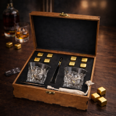 Подарунковий набір для віскі Moltis: 2 келихи Rocks + 8 охолоджуючих кубиків (MR-1019)