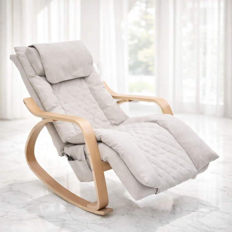 Масажне крісло-гойдалка Moltis Ергономічне + дистанційний пульт управління (шкіра + сітчаста тканина) 10042