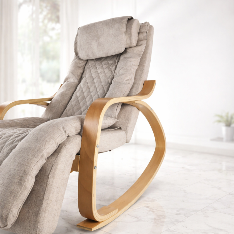 Масажне крісло-гойдалка Moltis Ергономічне + дистанційний пульт управління (шкіра + сітчаста тканина) 10042