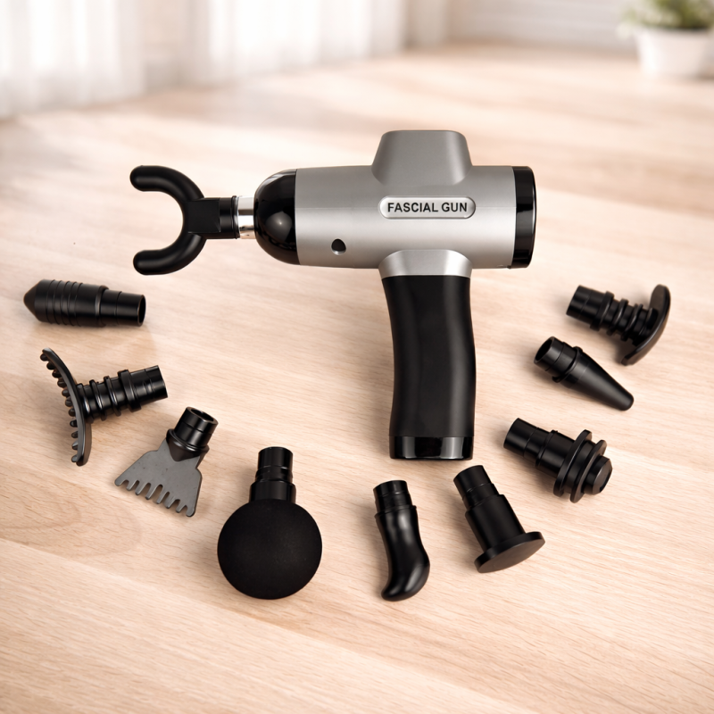 Масажер ручний Fascial Gun F-08 Moltis Relax also today (масажний пістолет) у кейсі (Bluetooth + Power Bank) 10048