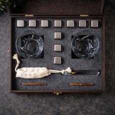 Подарунковий набір для віскі Moltis MR-2001 — 2 склянки та охолоджувальні камені, Premium