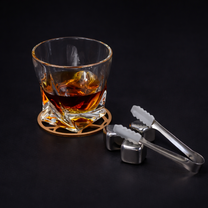 Подарунковий набір для віскі Moltis Premium MR-2002 з 2 склянками та камінням для охолодження віскі, набір сомельє для віскі у подарунковій коробці 10083