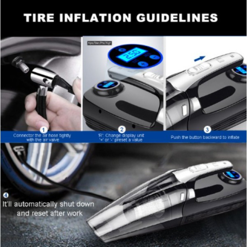 Пилосос автомобільний бездротовий Moltis G4 А 120Вт ручний, з компресором та HEPA-фільтром