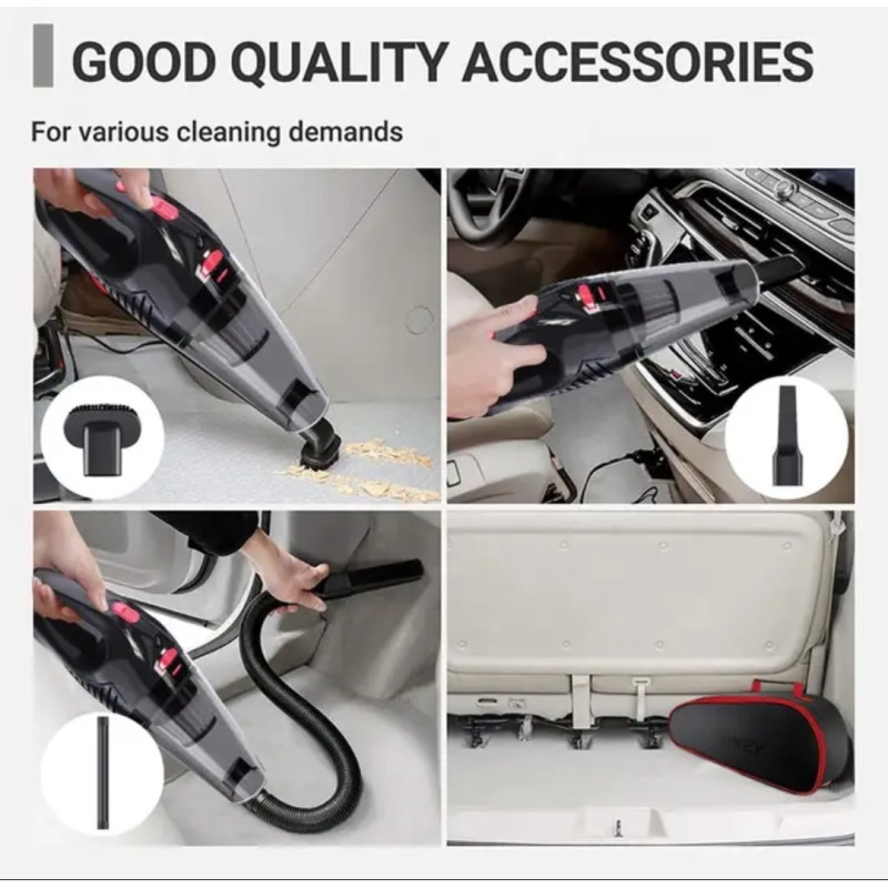 Пилосос автомобільний дротовий Moltis N7 120 Вт від прикурювача Black/Red