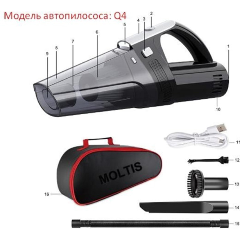 Автомобільний пилосос Moltis Q4 120W бездротовий з турбо