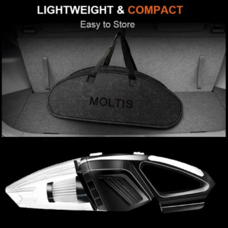 Пилосос автомобільний дротовий Moltis K8 120Вт чорний для сухого та вологого прибирання 10001