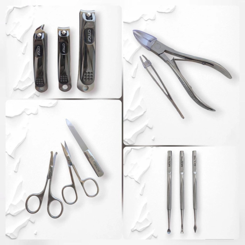 Манікюрний набір Moltis Maxi Braun PRO_12 предметів стильний Lux в чохлі з екошкіри