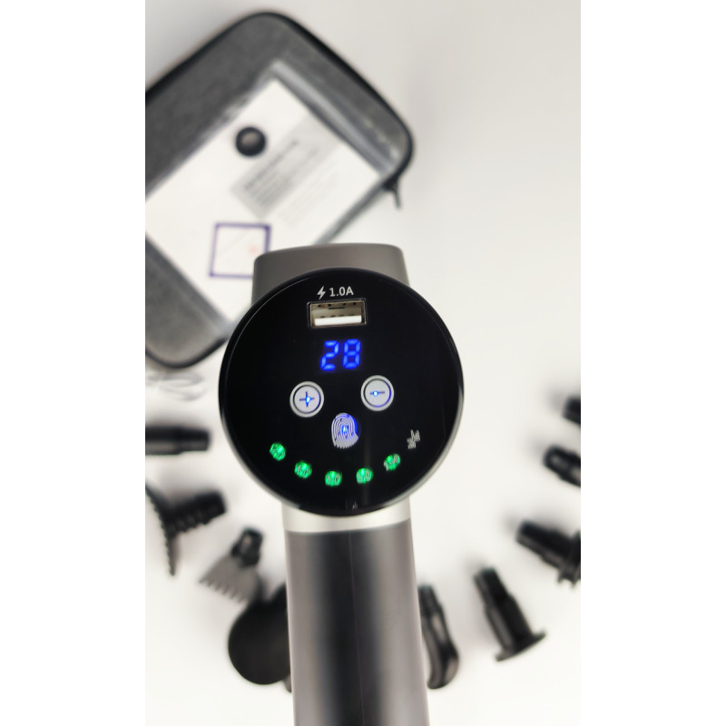 Масажер ручний Fascial Gun F-08 Moltis Relax also today (масажний пістолет) у кейсі (Bluetooth + Power Bank)