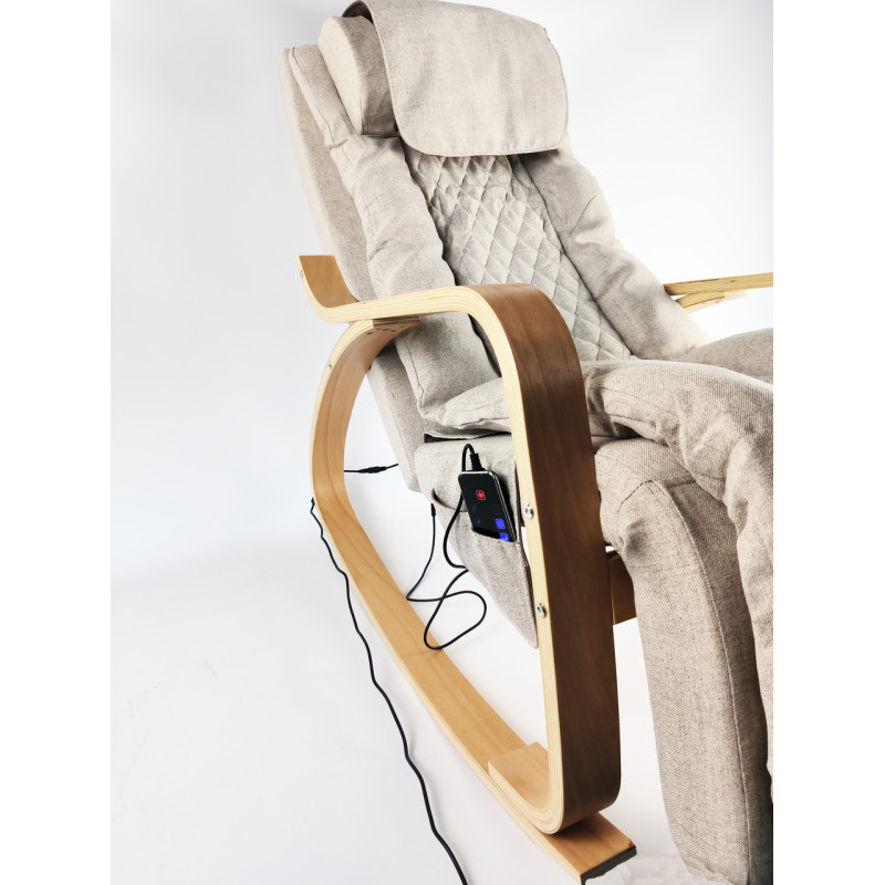 Масажне крісло-гойдалка Moltis Ергономічне + дистанційний пульт управління (шкіра + сітчаста тканина)