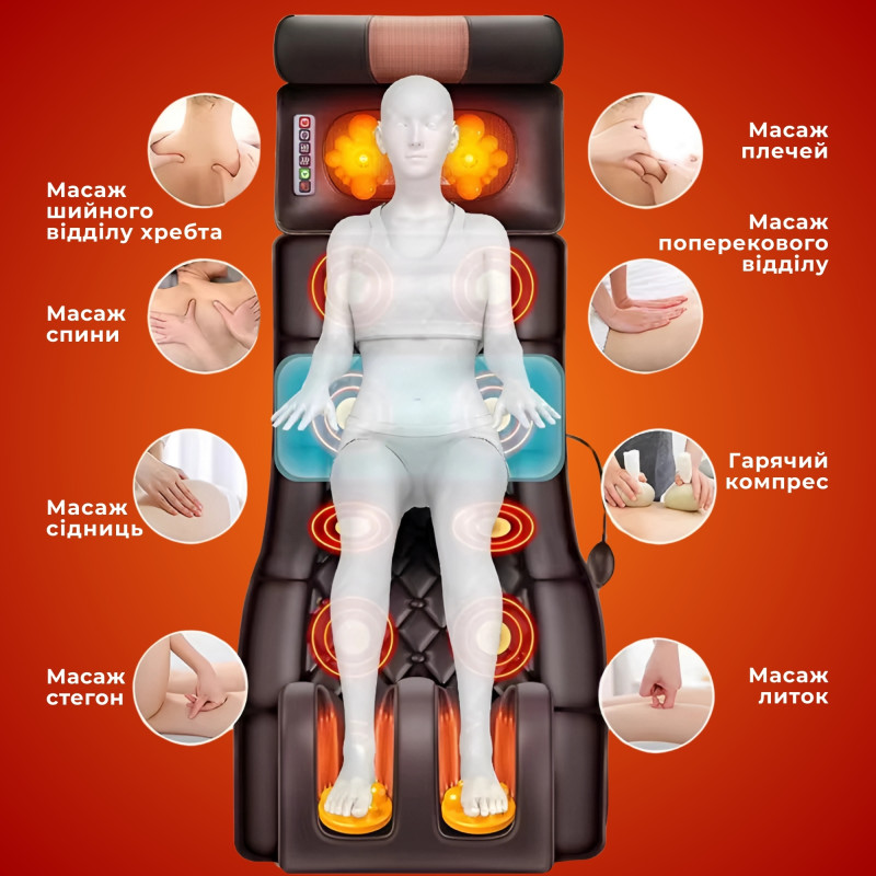 Багатофункціональний масажний матрац електричний для ніг та спини Moltis Relax Also Today MRAT-815