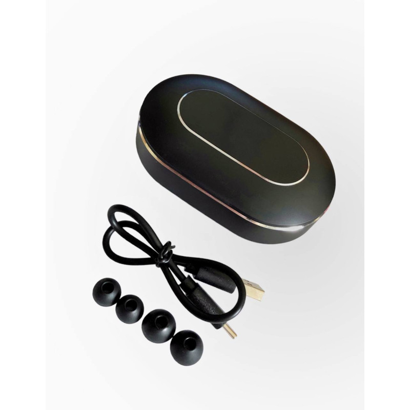 Навушники бездротові спортивні Moltis TWS Q25 з індикатором заряду та павербанком, водонепроникні