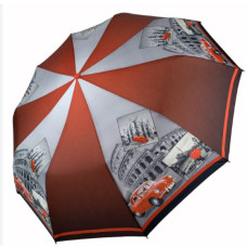 Жіноча складана парасолька-напівавтомат c принтом Колізею червоний, 509-3