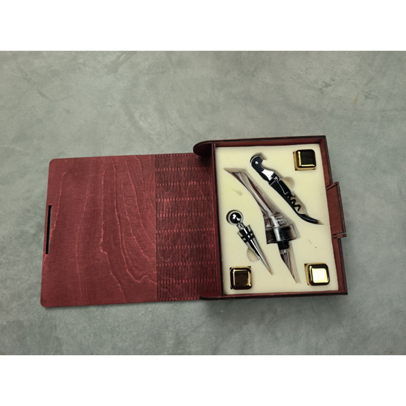 Подарунковий винний набір Moltis у дерев'яному футлярі-книзі (без гравіювання) MV-1203