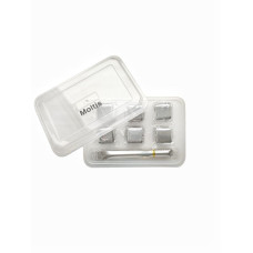 Кубики для віскі та інших напоїв Moltis 6 шт металеві Срібло + щипці Whiskey Stones Silver