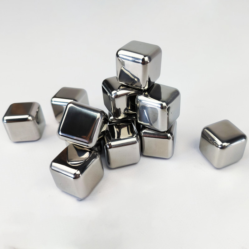 Кубики для віскі та інших напоїв Moltis 12 шт металеві Срібло + щипці Whiskey Stones Silver