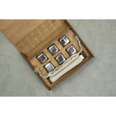 Кубики для віскі Moltis Relax Whiskey Stones Original Wood 6 шт з металу у серебряном цвете (без гравировки) MBS - 10504