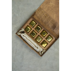 Кубики для віскі Moltis Relax Whiskey Stones Original Wood 8 шт з металу у золотом цвете (без гравировки) MBG - 10515