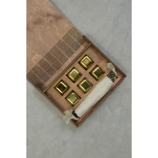 Кубики для віскі Moltis Relax Whiskey Stones Original Wood 6 шт з металу у золотом цвете (без гравировки) MBG - 10513