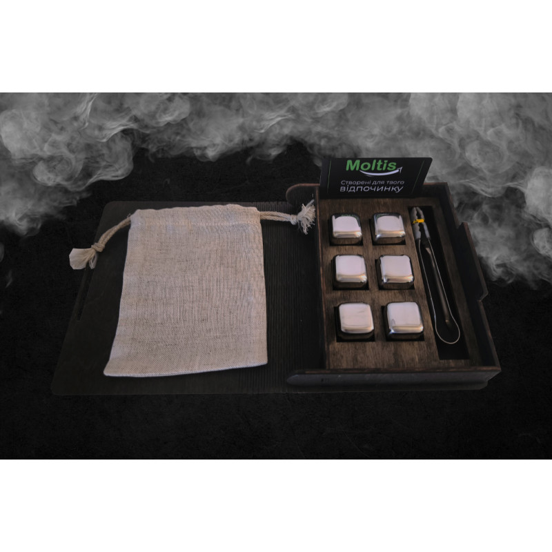 Кубики для віскі Moltis Relax Whiskey Stones Original Wood 6 шт з металу у серебряном цвете MBS - 10500