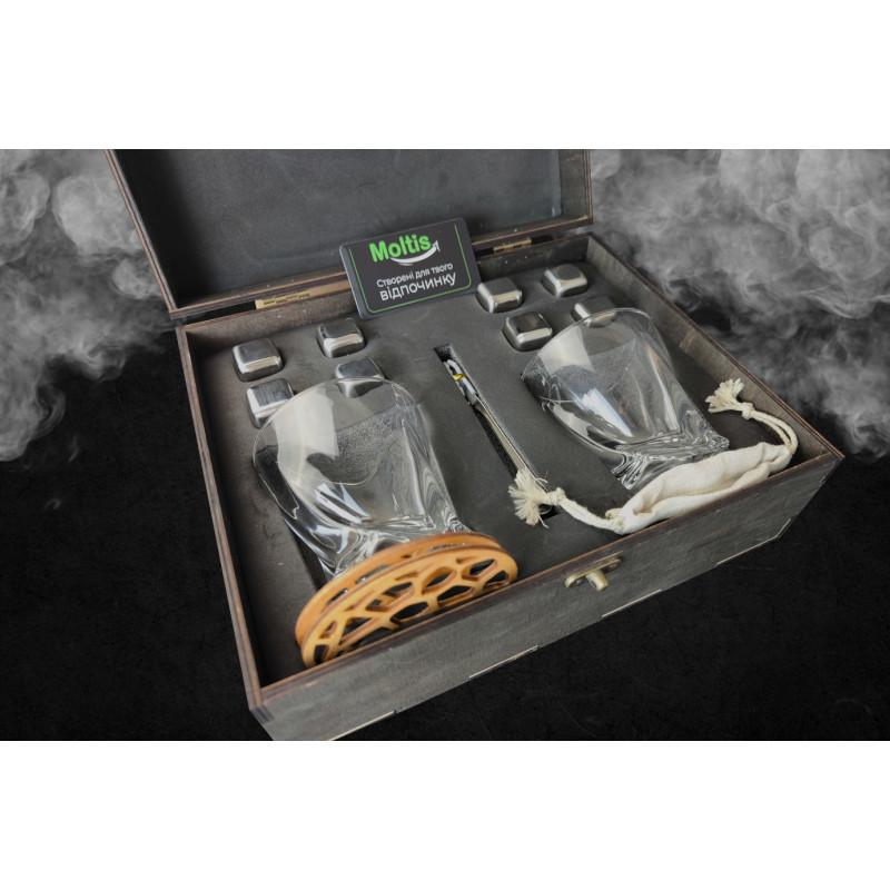 Подарункові набори Moltis Relax Whisky Stones для чоловіків, Quadro 8 шт каменів (MR-1001)