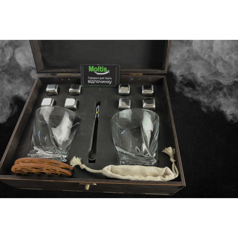 Подарункові набори Moltis Relax Whisky Stones для чоловіків, Quadro 8 шт каменів (MR-1004)