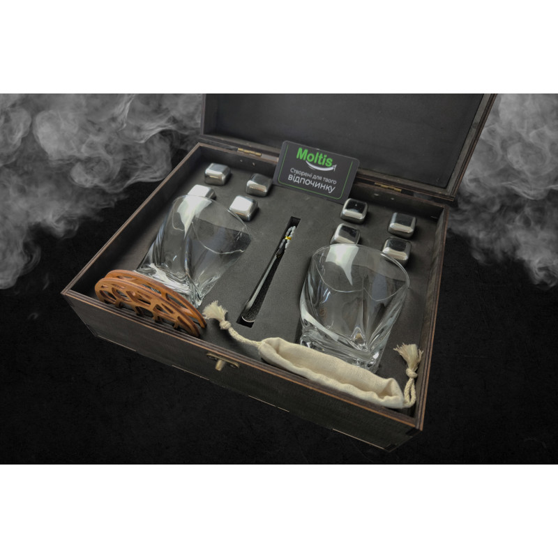 Подарункові набори Moltis Relax Whisky Stones для чоловіків, Quadro 8 шт каменів (MR-1004)