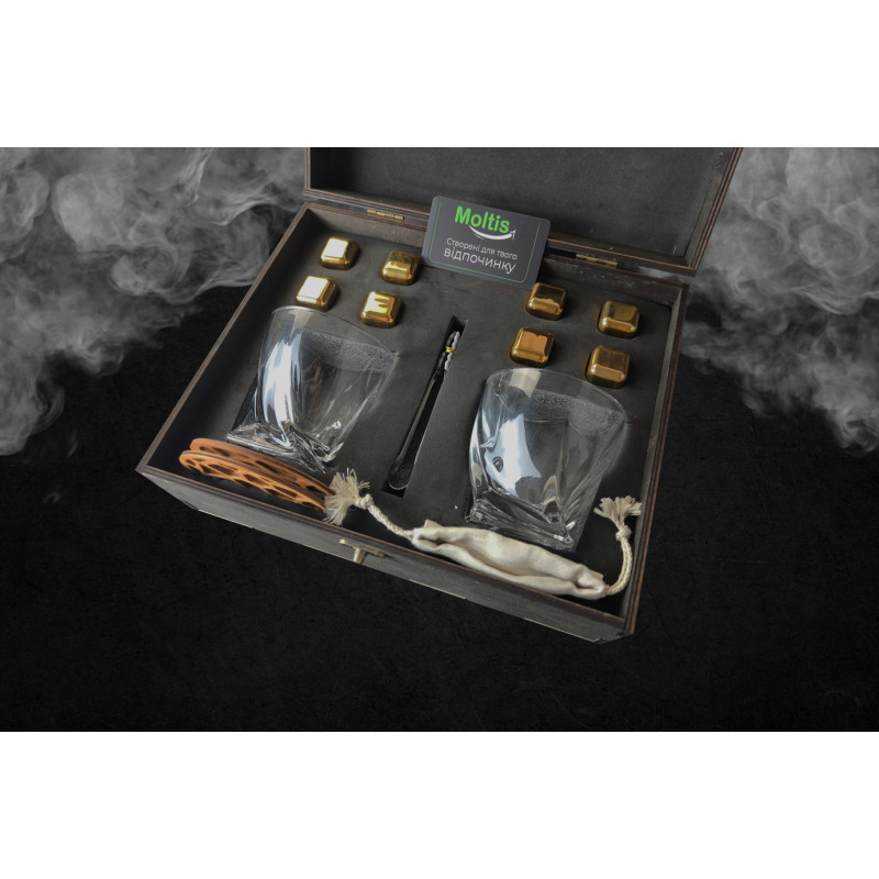 Подарункові набори Moltis Relax Whisky Stones для чоловіків, Quadro 8 шт каменів (MR-1005)