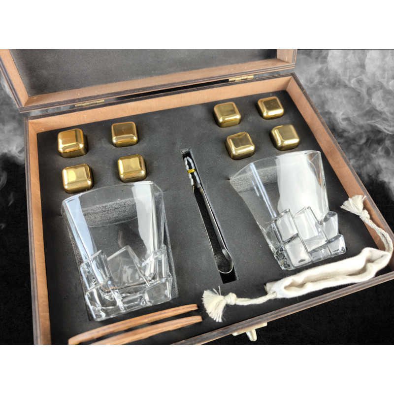 Подарункові набори Moltis Relax Whisky Stones для чоловіків, Quadro 8 шт каменів (MR-1010)