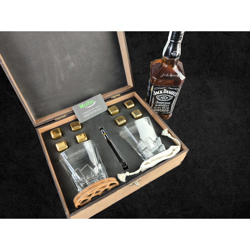 Подарункові набори Moltis Relax Whisky Stones для чоловіків, Quadro 8 шт каменів (MR-1010)