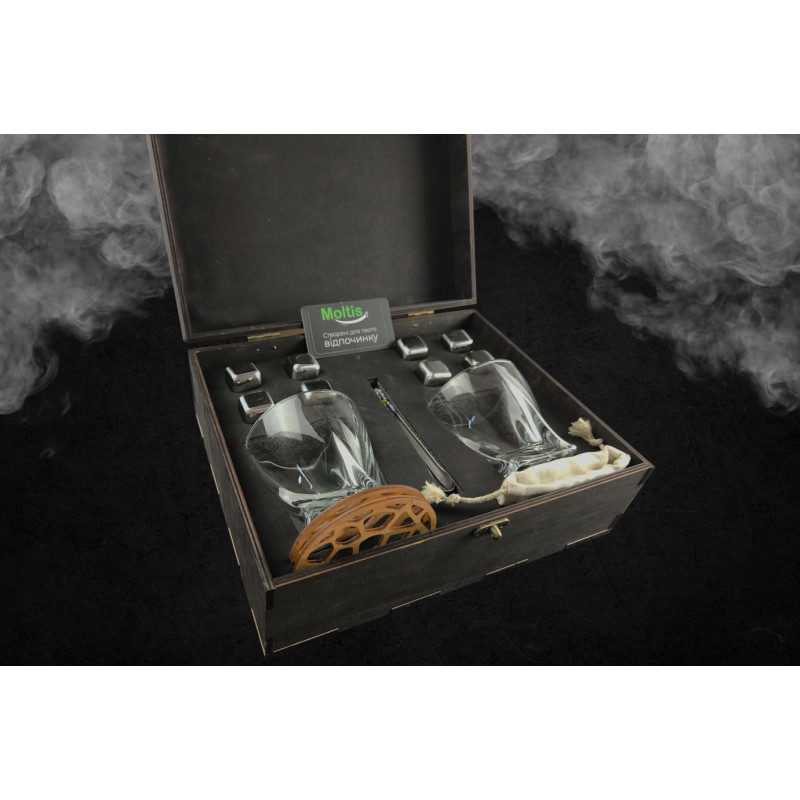 Подарункові набори Moltis Relax Whisky Stones для чоловіків, Quadro 8 шт каменів (MR-1004)