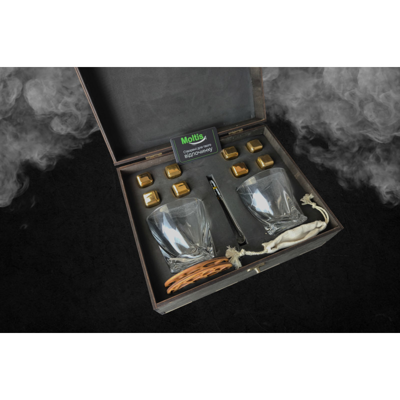 Подарункові набори Moltis Relax Whisky Stones для чоловіків, Quadro 8 шт каменів (MR-1005)